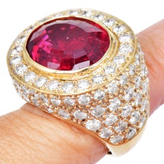 Estate 18K White Gold Rubellite Tourmaline & Diamond Statement Cocktail Ring