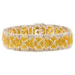 Estate 18k Yellow and White Gold Bangle Bracelet with 475 Diamonds