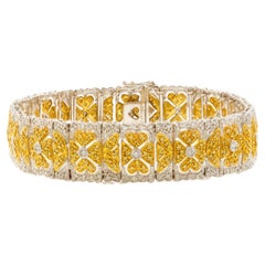 Estate 18k Yellow and White Gold Bangle Bracelet with 475 Diamonds