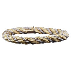 Estate 18K Gelb- und Weißgold Twisted Pattern Seilkette