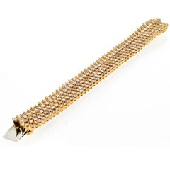 Estate 18K Yellow Gold 21 Carat Diamond Carpet Multi-Row Bracelet