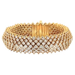 Bracelet multi-rangs tapis en or jaune 18 carats et diamants de 21 carats, ancienne propriété