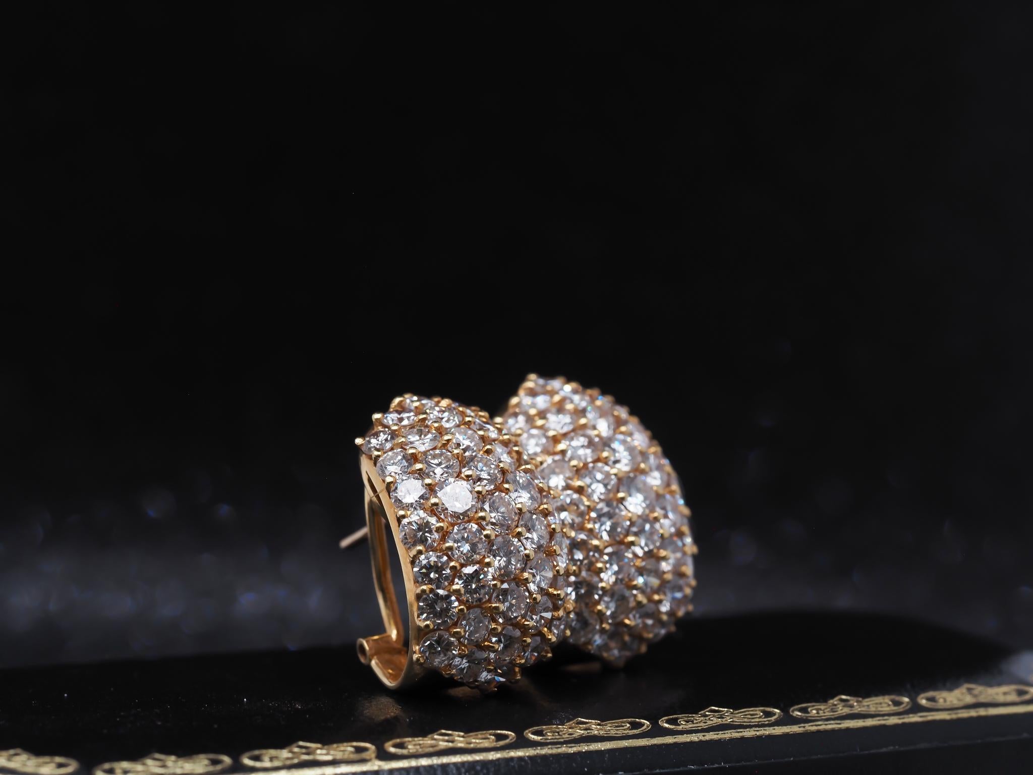 Brilliant Cut Estate 18K Yellow Gold 6.00ct Diamond Huggie Earrings