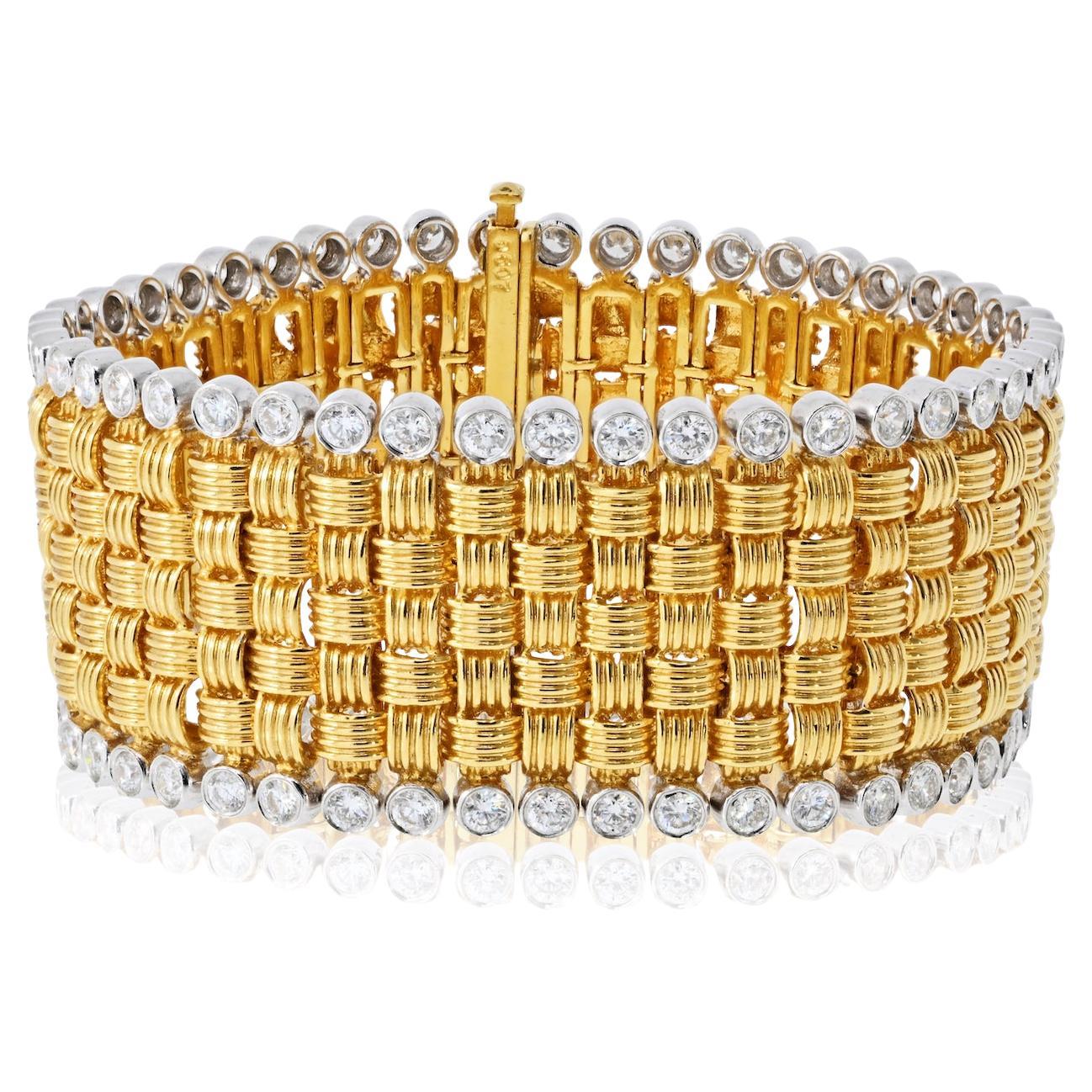 Bracelet tapis en or jaune 18K avec 6.00cttw de diamants