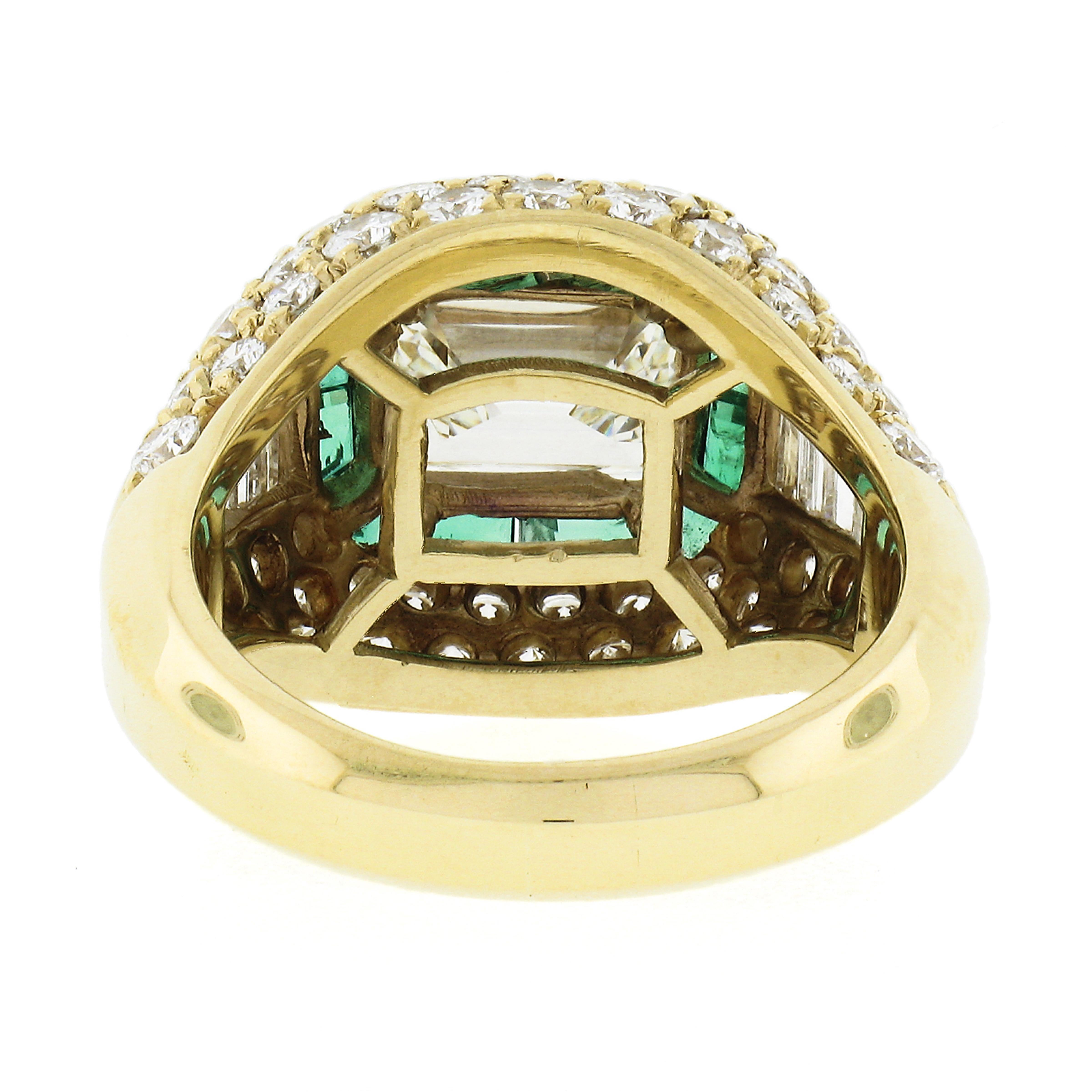 Estate 18k Yellow Gold 6.07ct GIA Emerald Cut & Baguette Diamond Engagement Ring For Sale 3