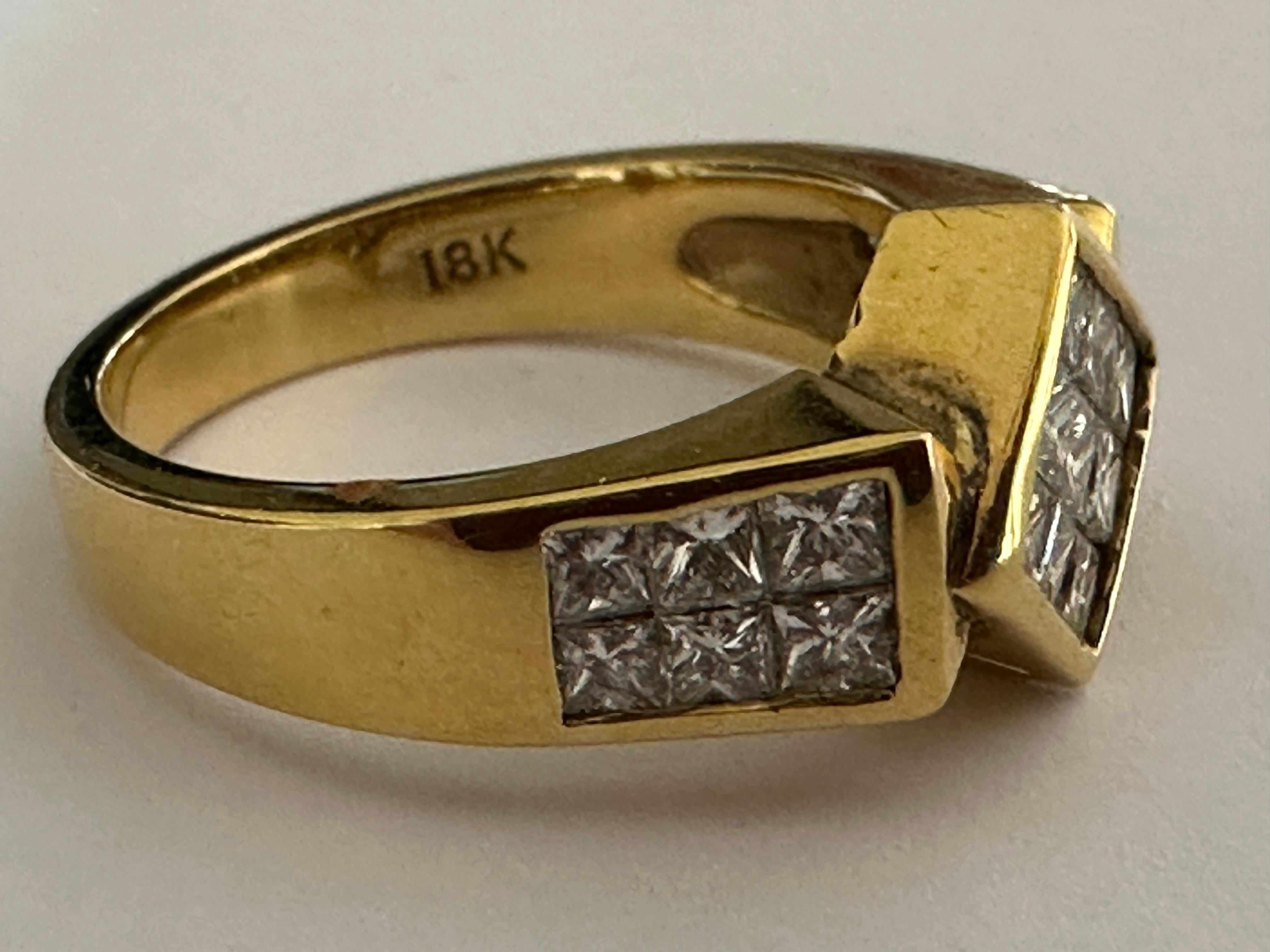 Nachlass 18K Gelbgold und Diamant Unisex-Ring   im Angebot 1