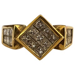 Nachlass 18K Gelbgold und Diamant Unisex-Ring