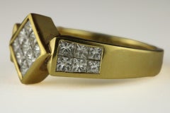 Estate 18K Yellow Gold and Princess-Cut Diamond Unisex Ring