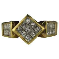 Estate 18K Yellow Gold and Princess-Cut Diamond Unisex Ring