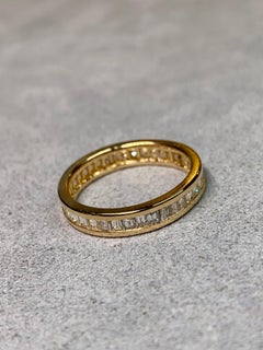 Estate 18K Yellow Gold Baguette Diamond Eternity Band 1.80ctw 3.65mm Sz 6