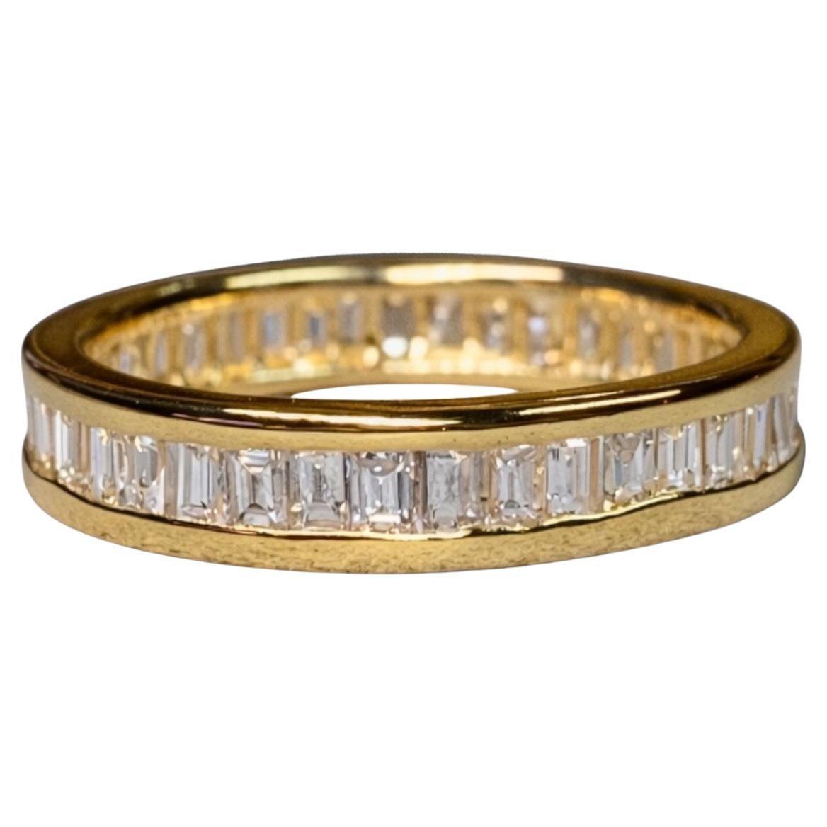 Bracelet éternel en or jaune 18K avec diamant baguette 1.80ctw 3.65mm Sz 6 en vente