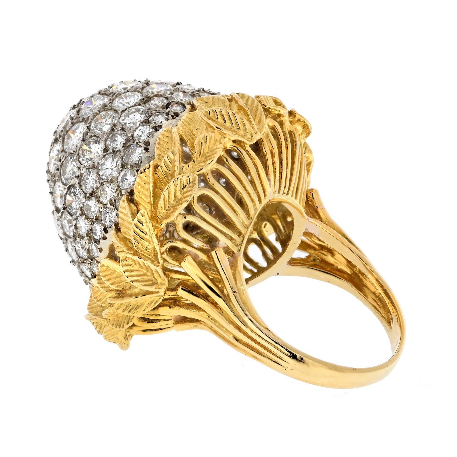 Indulge in the sheer opulence of an Estate 18K Gold Bombe Diamond Ring, a true embodiment of luxury and style. This exquisite ring boasts a captivating bombe-style design that commands attention with its radiant allure. Crafted from lustrous 18K