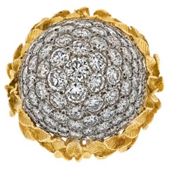 Bague bombée en or jaune 18 carats avec diamants de 10,00 carats