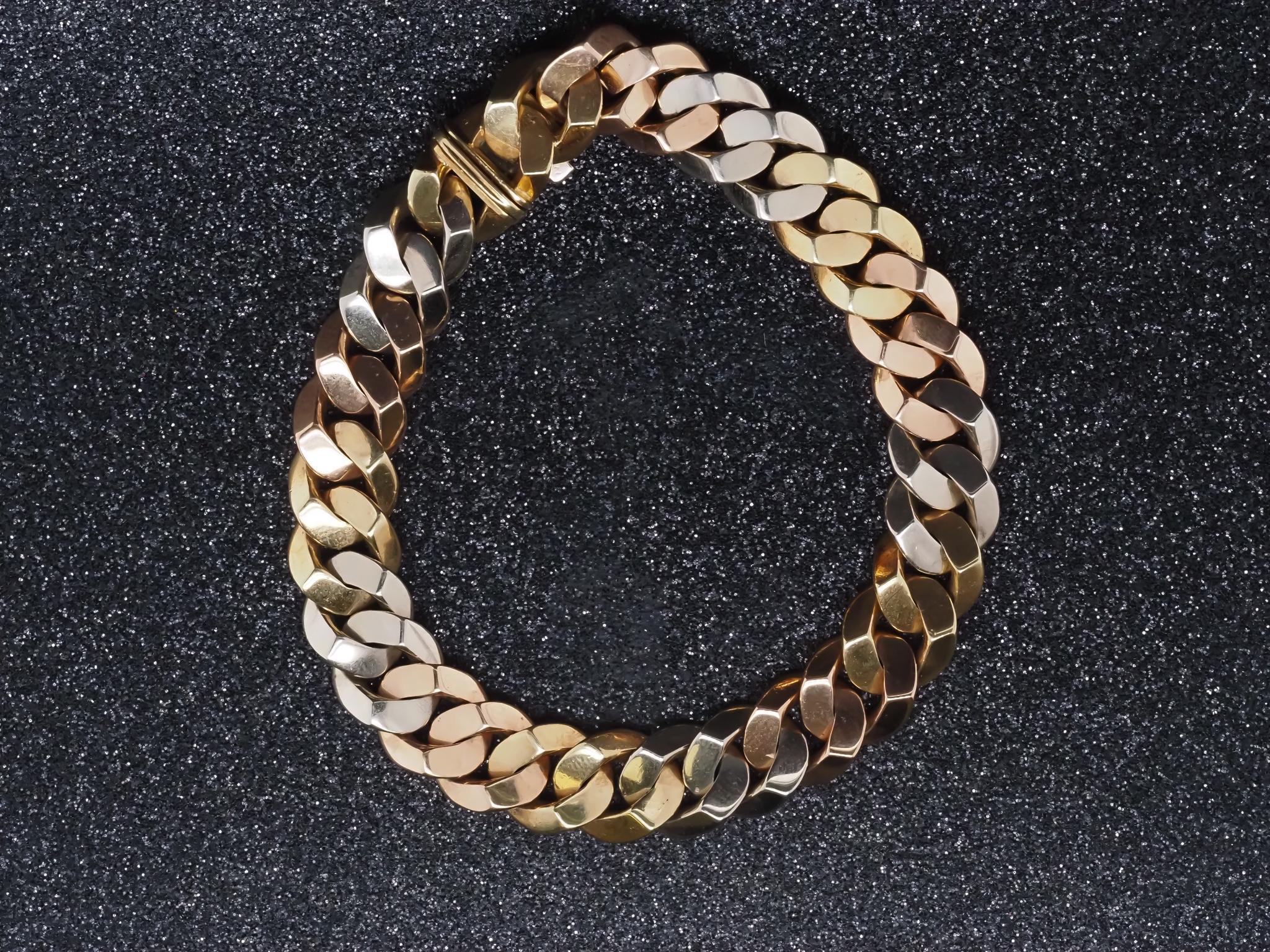 Nachlass 18K Gelbgold BVLGARI Dreifarbiges Vintage-Armband - VHK#36c im Angebot 8