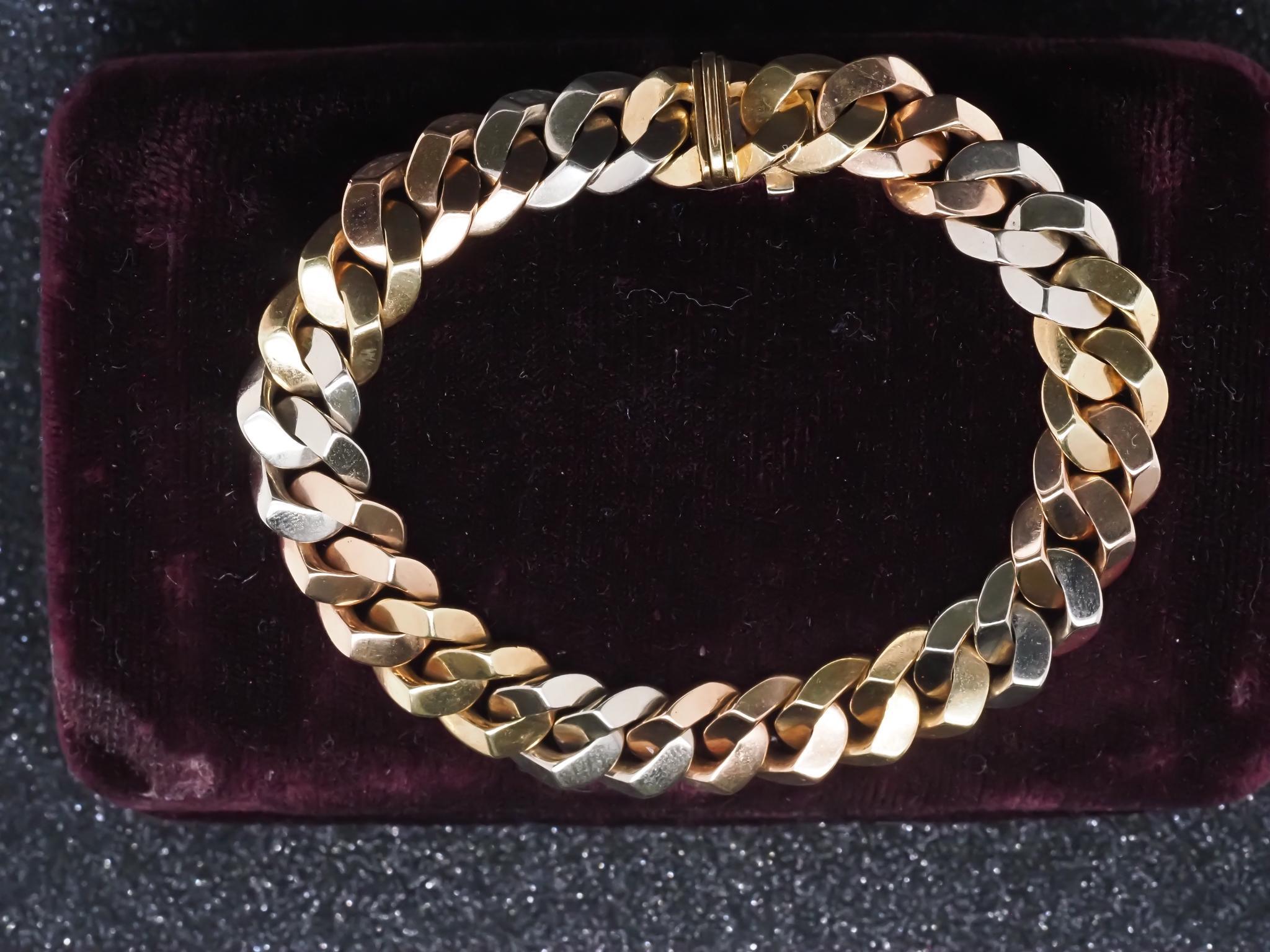 Nachlass 18K Gelbgold BVLGARI Dreifarbiges Vintage-Armband - VHK#36c im Zustand „Gut“ im Angebot in Hicksville, NY