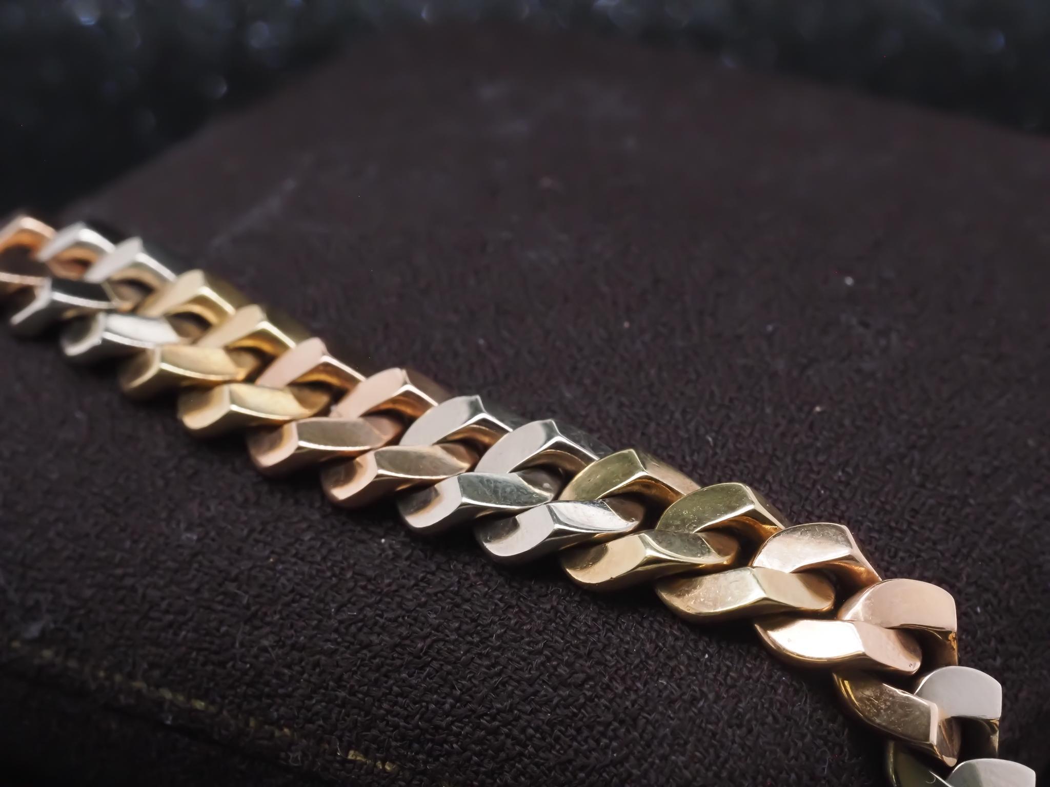 Nachlass 18K Gelbgold BVLGARI Dreifarbiges Vintage-Armband - VHK#36c im Angebot 4