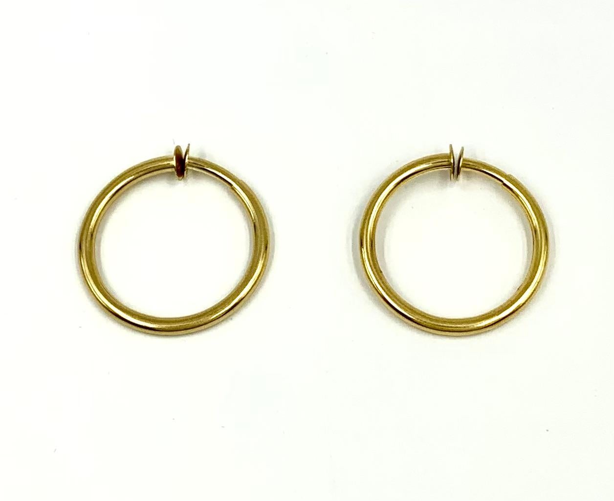Estate 18K Yellow Gold Classical Greek Large Huggie Hoop Earrings, Signed For Sale 3