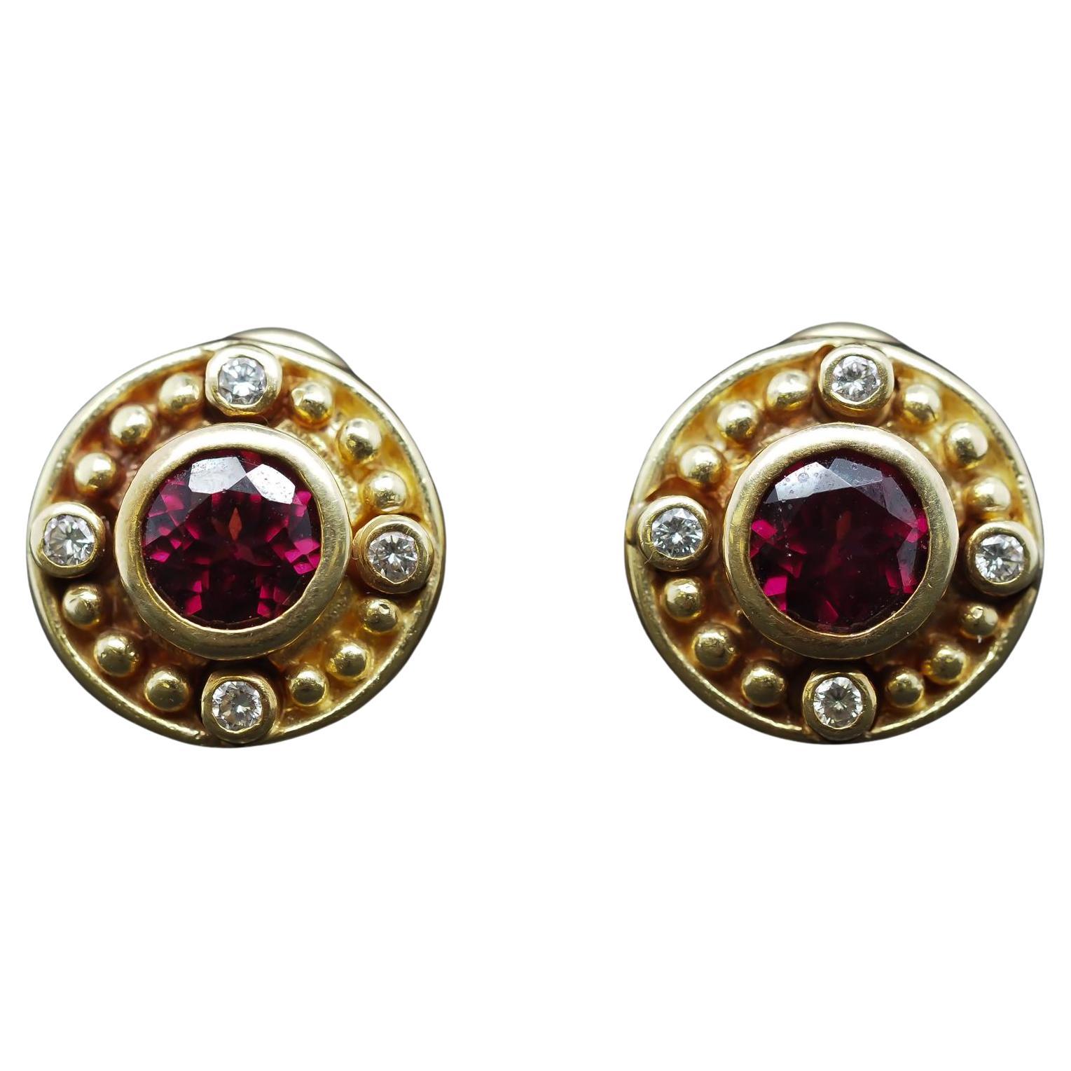 Orecchini in oro giallo 18 carati con diamanti e tormalina - VHK#573a