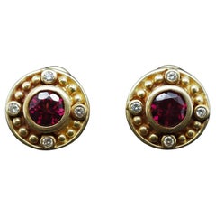 Boucles d
oreilles en or jaune 18K avec diamants et tourmaline - VHK#573a