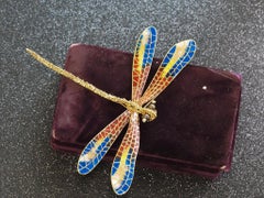 Estate 18K Yellow Gold Extra Large Dragon Fly Brooch - VHK#5a