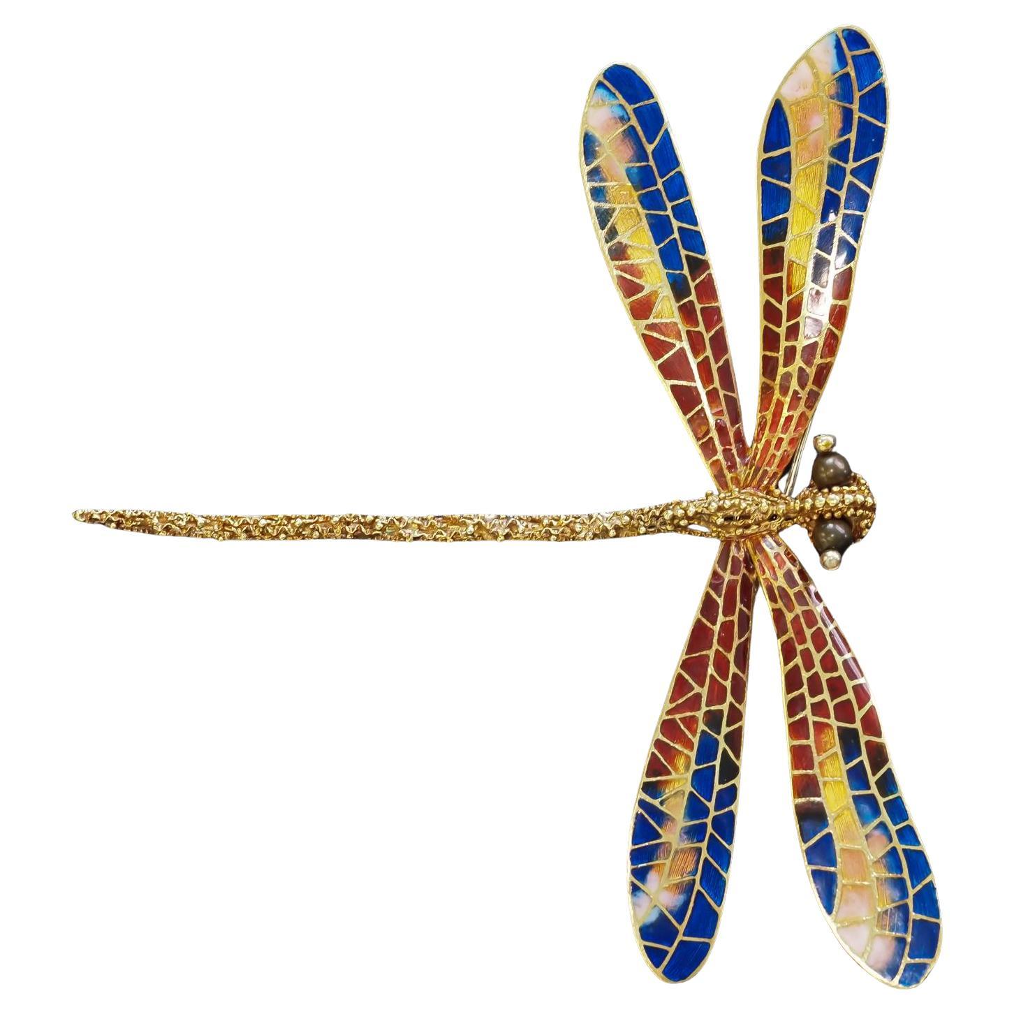 Broche extra large libellule en or jaune 18 carats - VHK#5a en vente