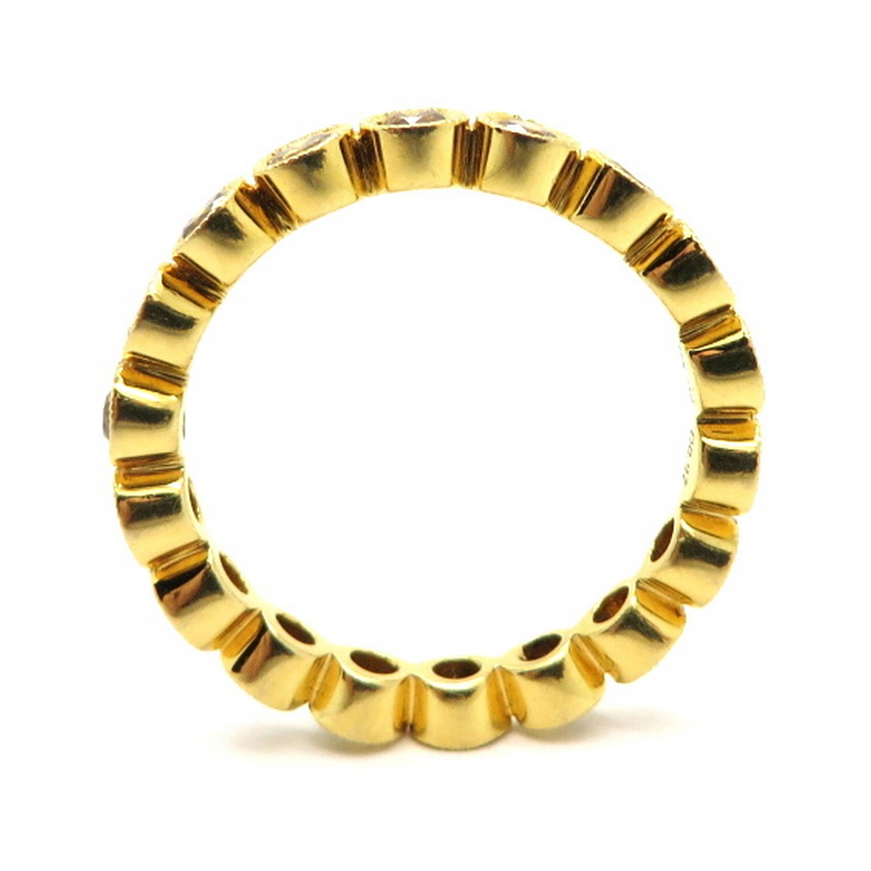 Women's Estate 18 Karat Gold Fancy Yellowish Orange Round Diamond Eternity Band Ring