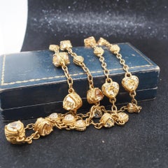 Estate 18K Yellow Gold Judith Ripka Diamond, Aquamarine, and Citrine Long Chain
