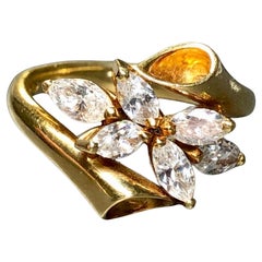 Anello da cocktail in oro giallo 18 carati con diamante marquise Lilli Diamond G Vs Sz 6.75