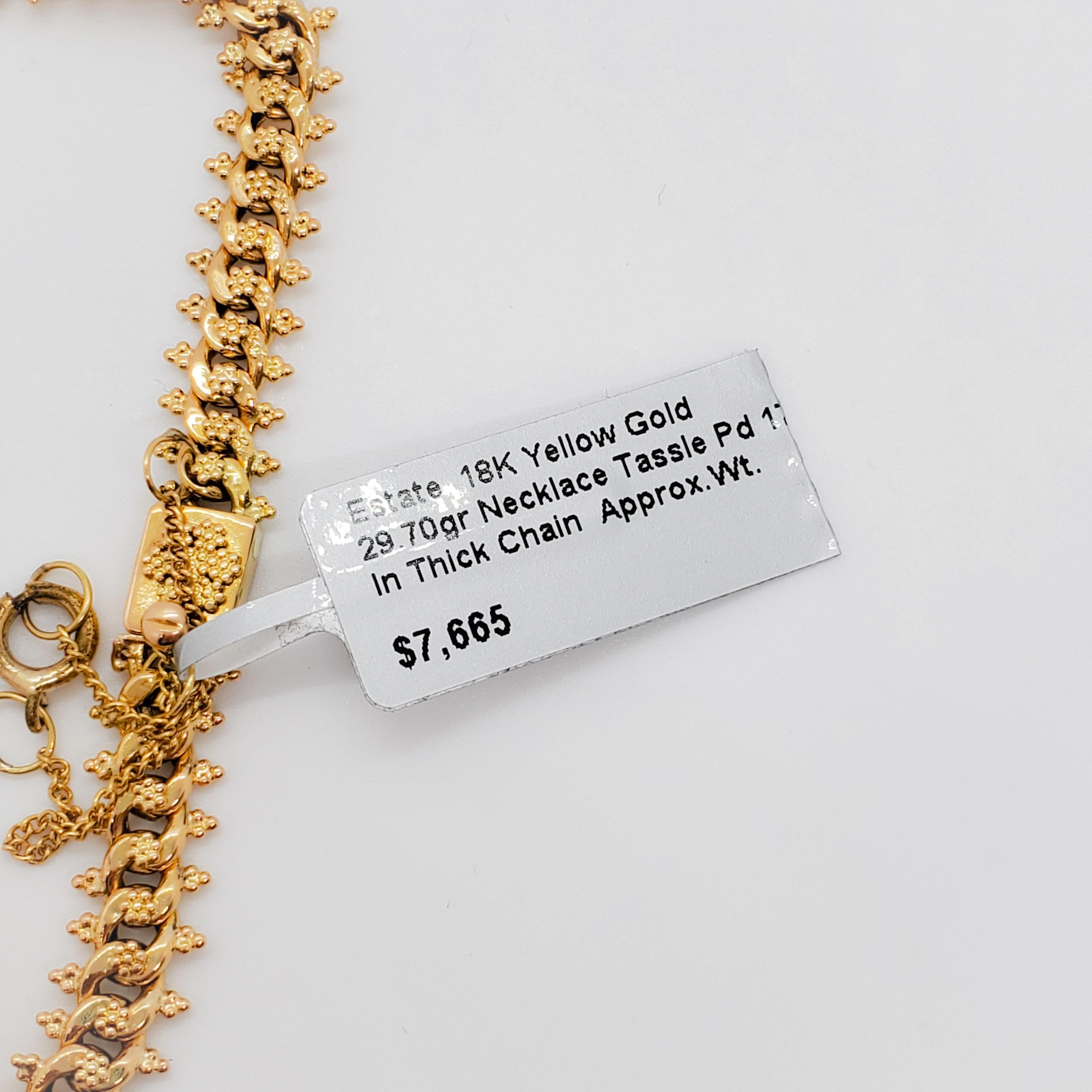 Estate 18 Karat Yellow Gold Necklace with a Tassel Pendant 1
