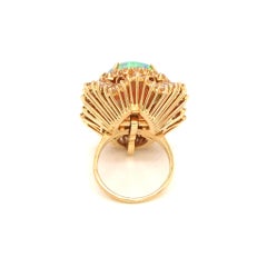 Estate 18 Karat Yellow Gold Opal and Diamond Ballerina Style Ring