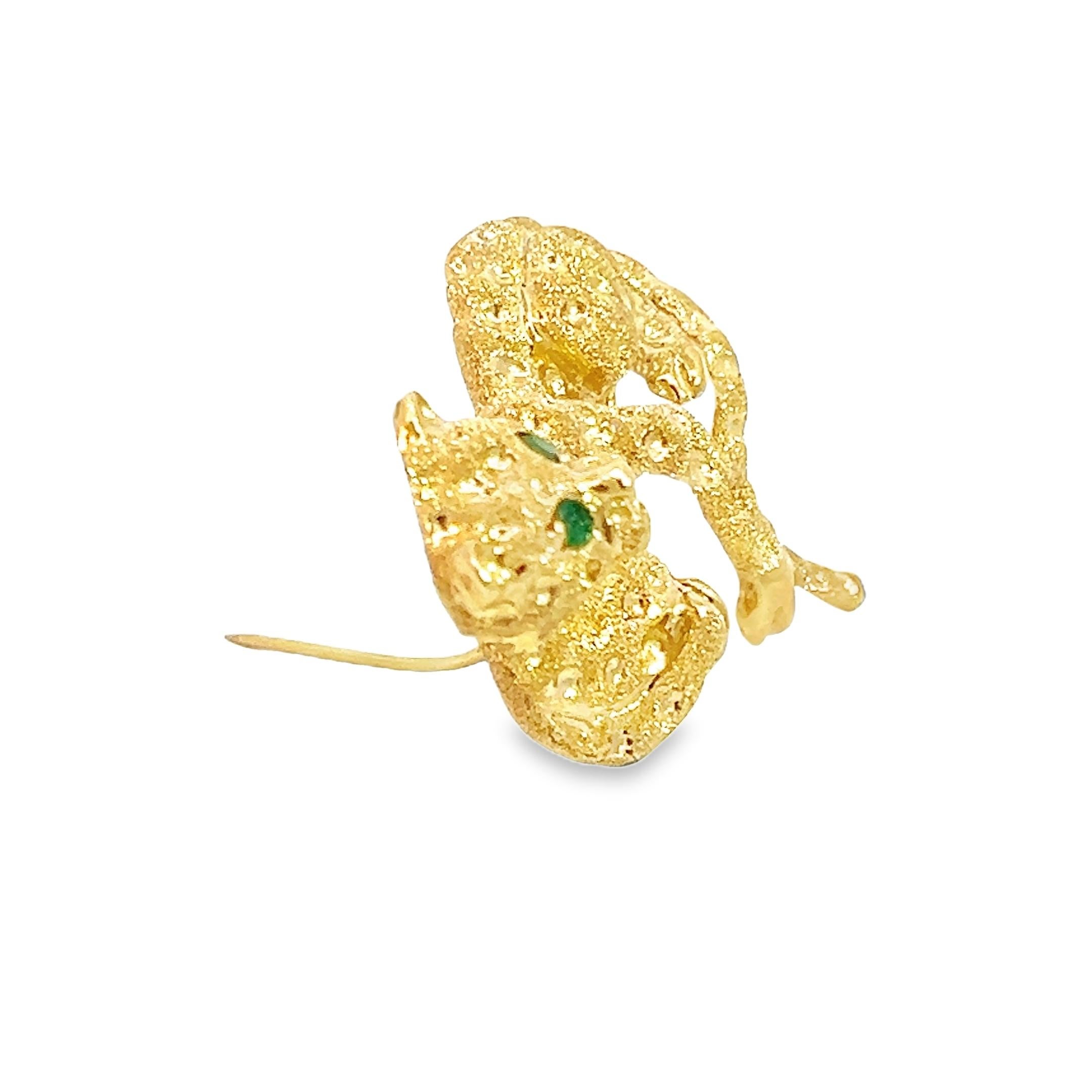 Men's Estate 18K Yellow Gold Panther Brooch Pin For Sale
