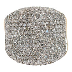 Estate 18k Yellow Gold Pavé 1.50ct Round Diamond Saddle Statement Ring