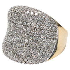 Estate 18k Yellow Gold Pavé 1.50ct Round Diamond Saddle Statement Ring