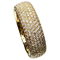 Anneau d'éternité en or jaune 18 carats pavé de diamants 3,50 carats au total, taille 7,5