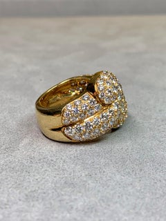 Estate 18K Yellow Gold Pavé Diamond Hinged Bypass Cocktail Ring By Blickman