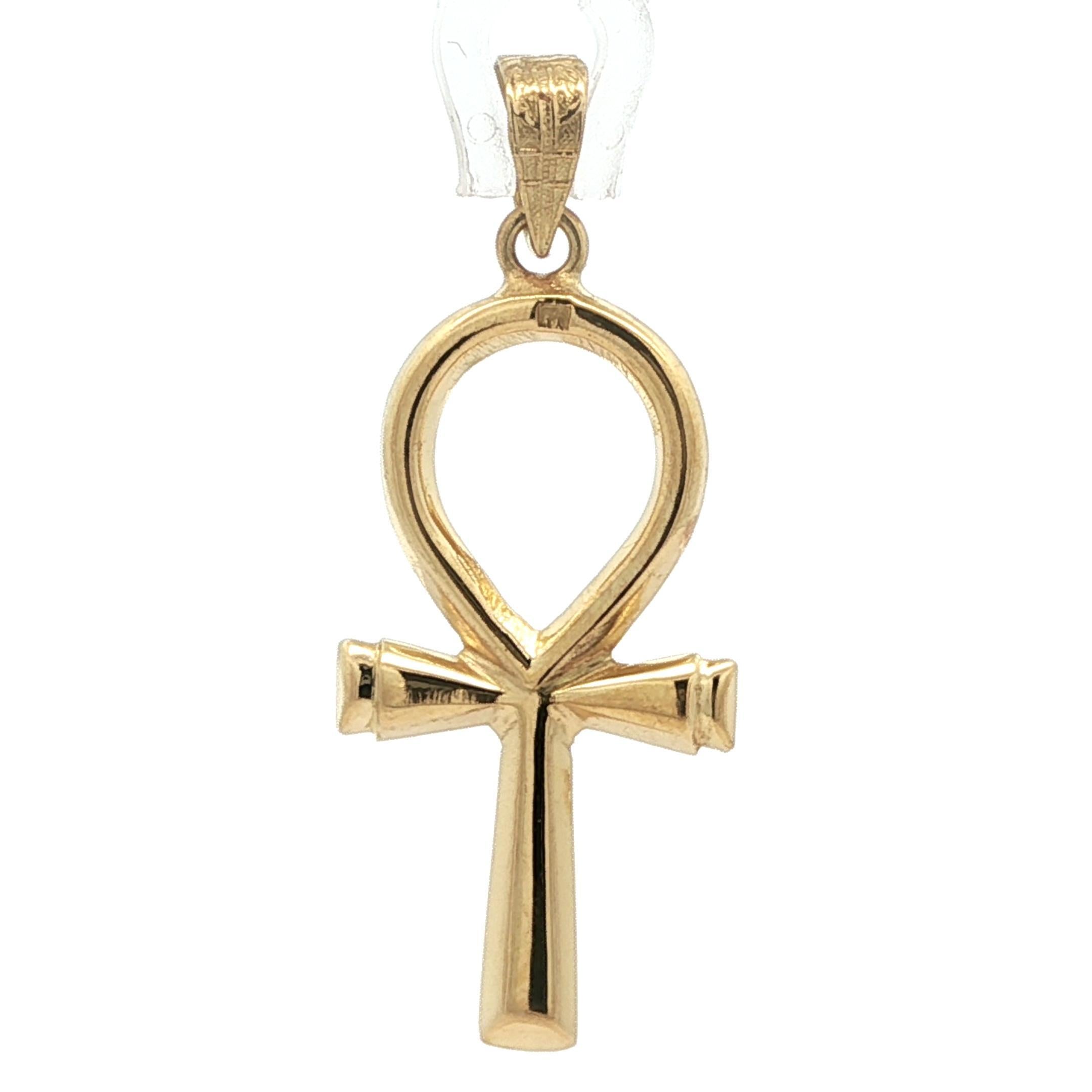 Pendentif breloque Ankh égyptien en or jaune 18k poli Estate en vente 1