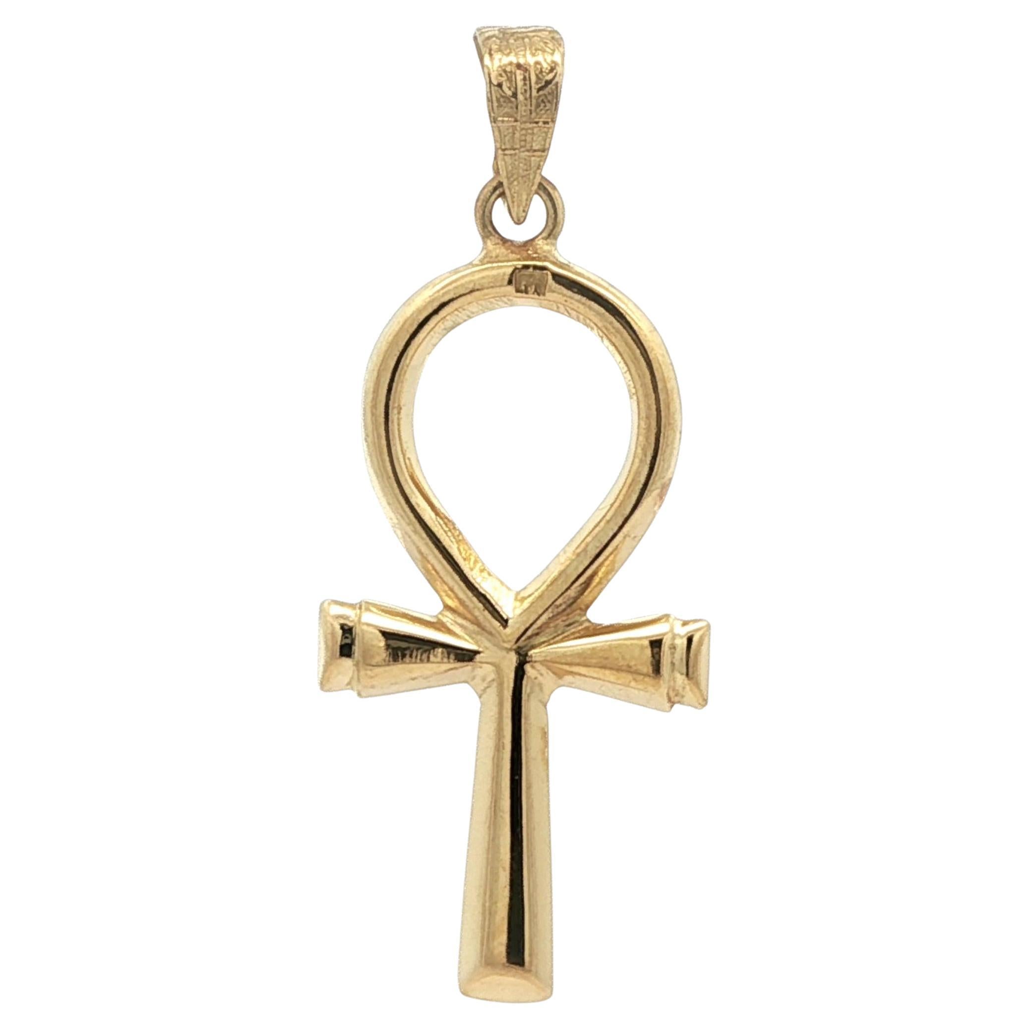 Ciondolo Charm Ankh egiziano in oro giallo 18 carati lucido Estate