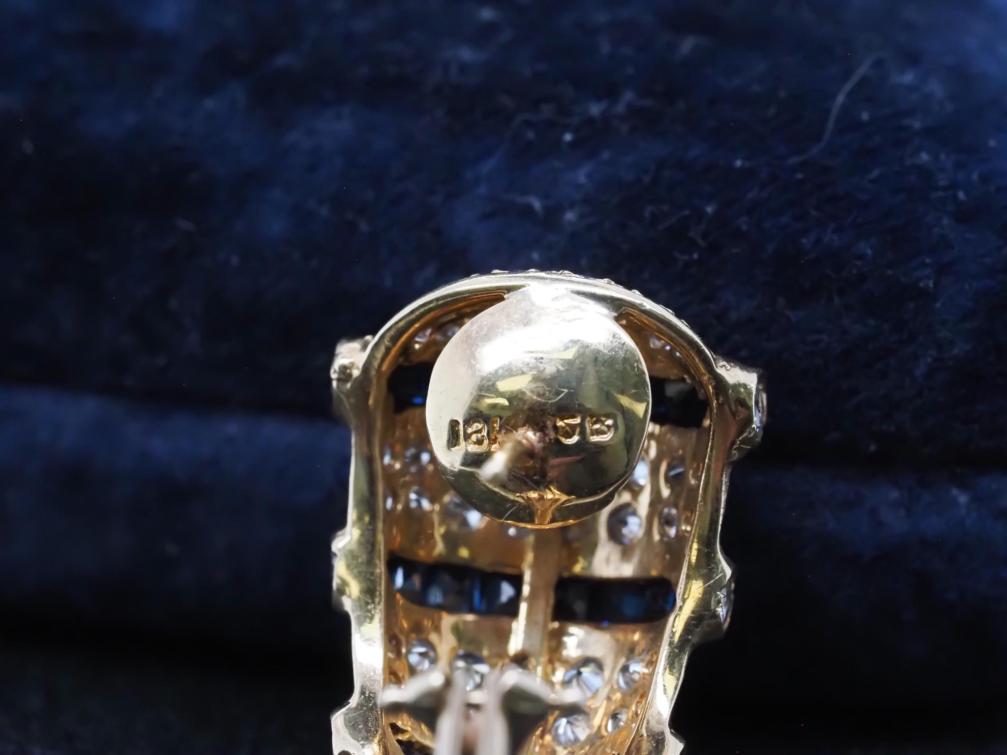 Orecchini con zaffiri e diamanti in oro giallo 18 carati - VHK#671 in vendita 5