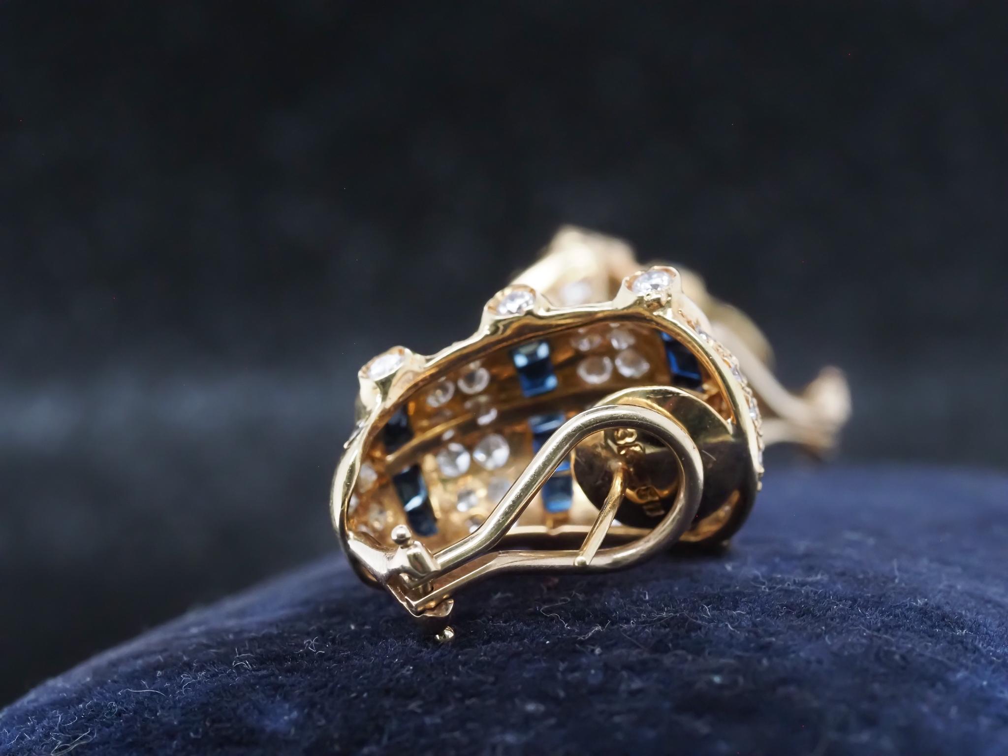 Orecchini con zaffiri e diamanti in oro giallo 18 carati - VHK#671 in vendita 6