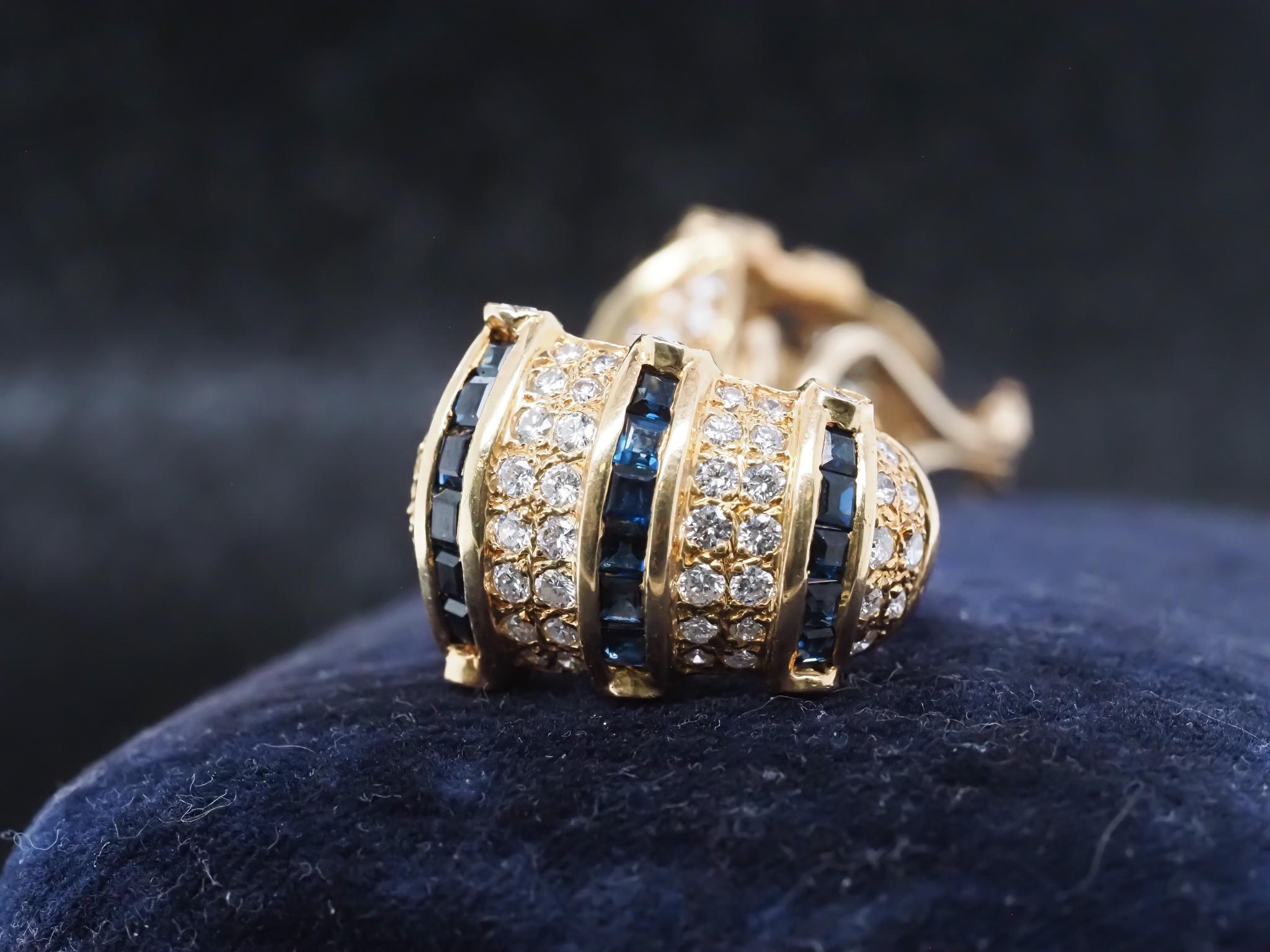 Orecchini con zaffiri e diamanti in oro giallo 18 carati - VHK#671 in vendita 7