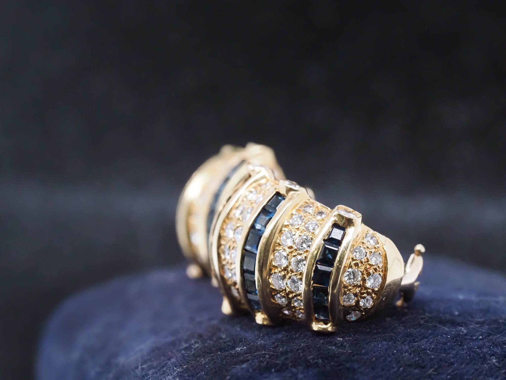 Orecchini con zaffiri e diamanti in oro giallo 18 carati - VHK#671 in vendita 8