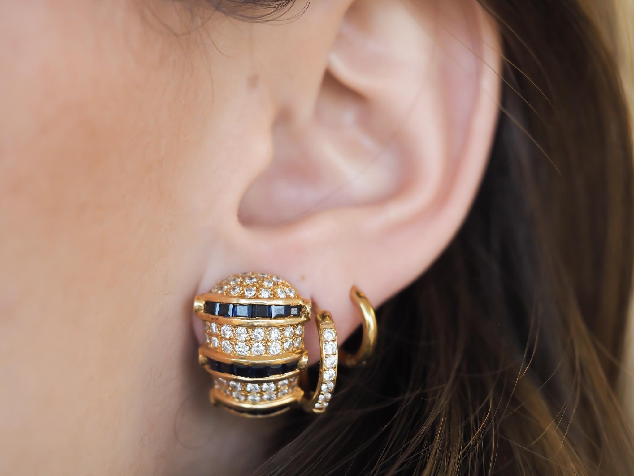 Orecchini con zaffiri e diamanti in oro giallo 18 carati - VHK#671 in vendita 2