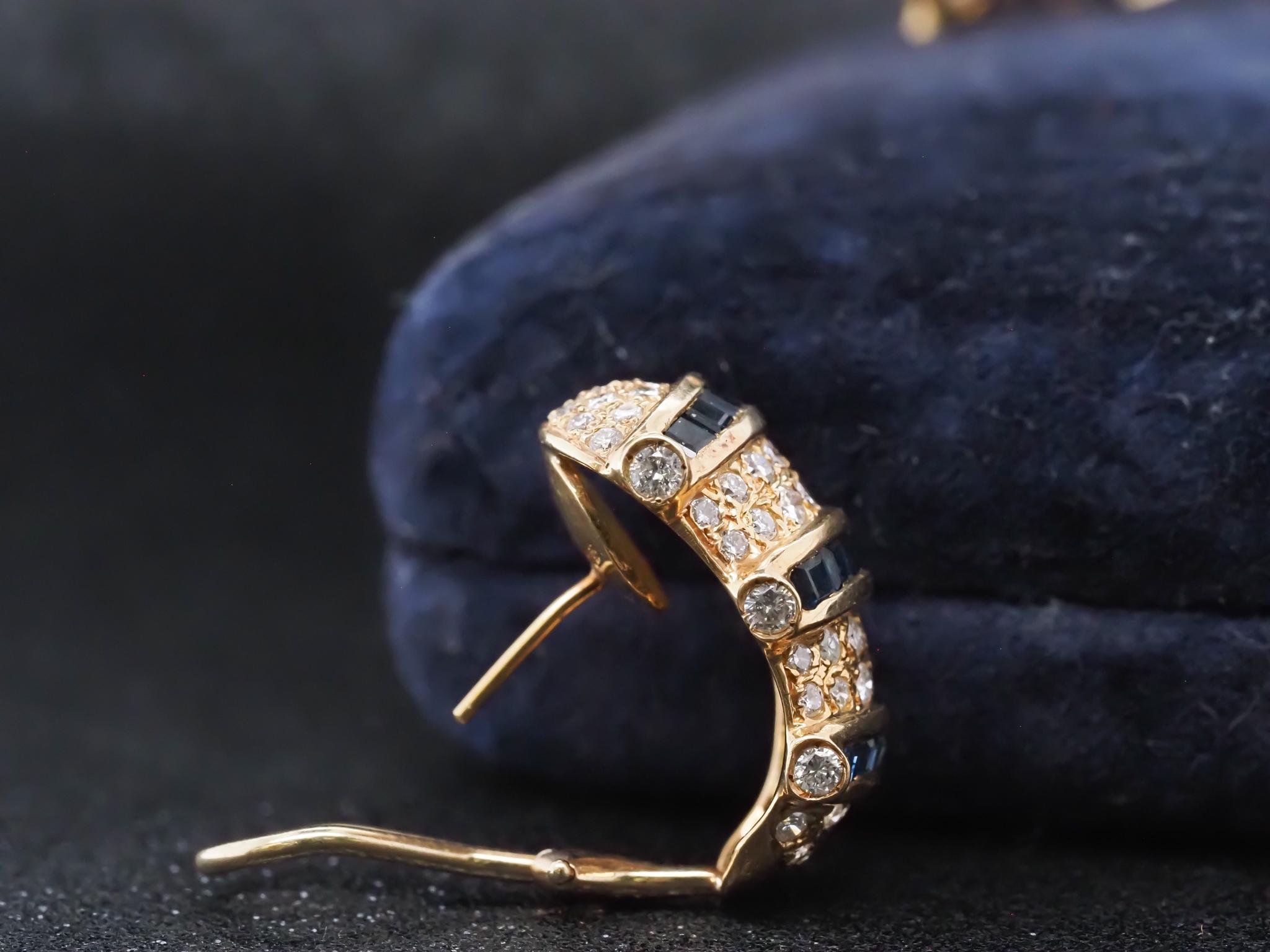 Orecchini con zaffiri e diamanti in oro giallo 18 carati - VHK#671 in vendita 3