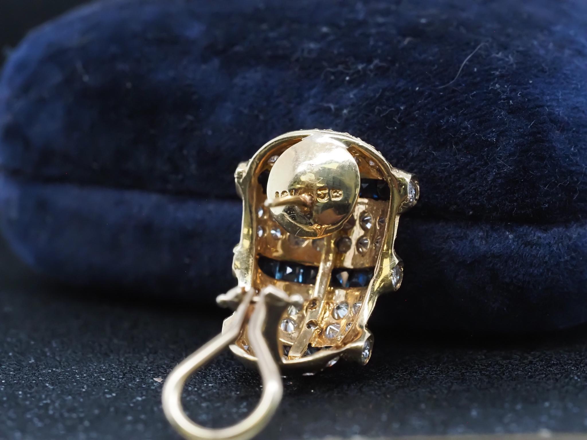 Orecchini con zaffiri e diamanti in oro giallo 18 carati - VHK#671 in vendita 4