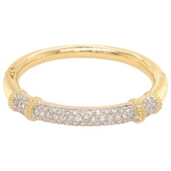 Estate 18k Yellow Gold Single Cut Diamond Bangle Bracelet