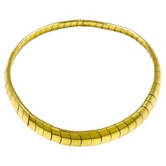 Estate Collier ras du cou en or jaune 18K serpent articulé substantiel