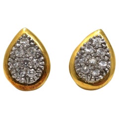 Orecchini pendenti in oro giallo 18k a forma di goccia con diamante Old Mine