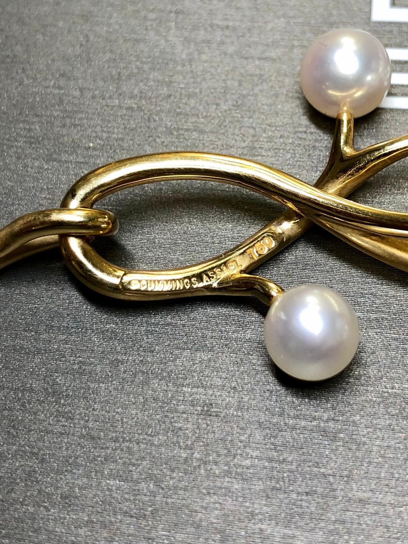 Estate 18K Yellow Gold Thorn & Twig Pearl Necklace ANGELA CUMMINGS For ASSAEL For Sale 3