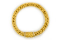 Estate 18k Yellow Gold Woven Wheat Necklace, Bracelet and Earrings by La Pepita