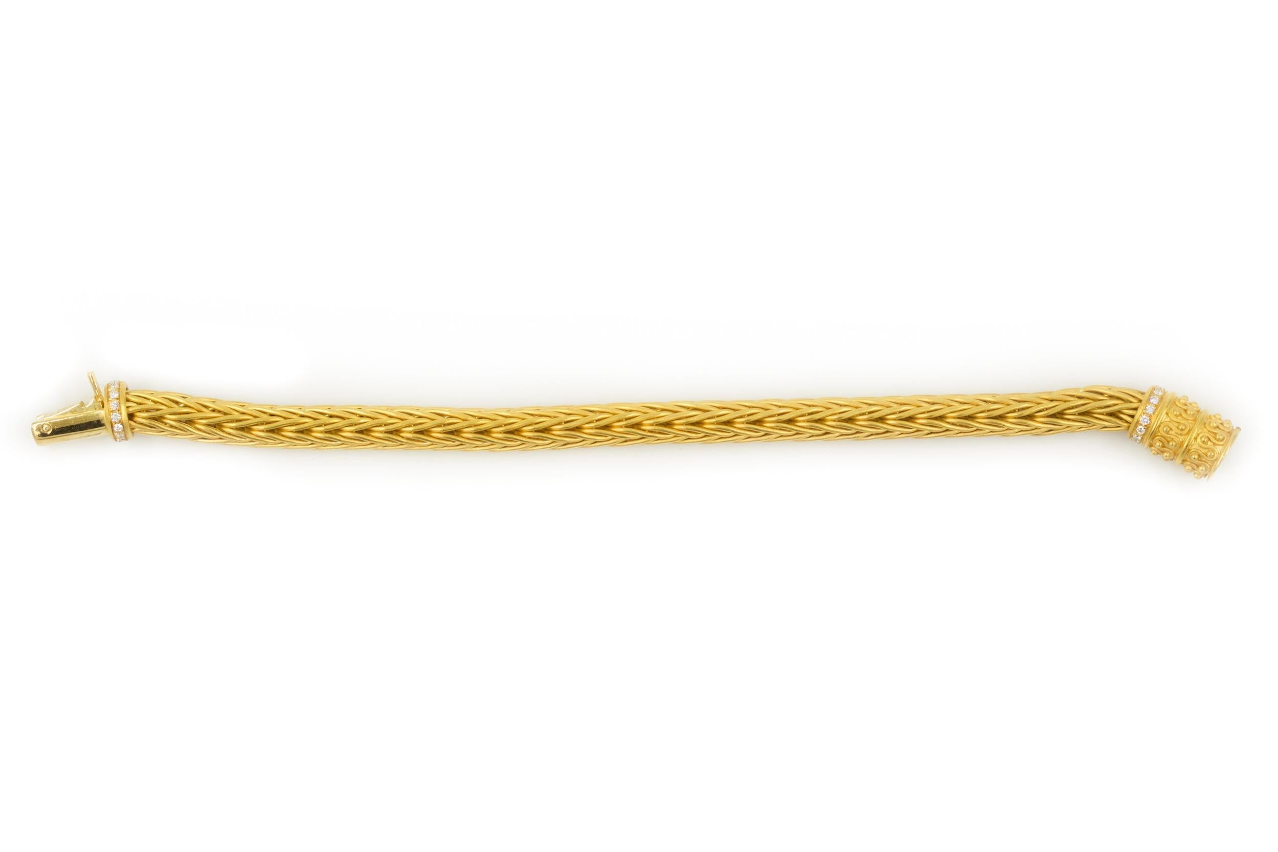Italian Estate 18k Yellow Gold Woven Wheat Necklace, Bracelet and Earrings by La Pepita